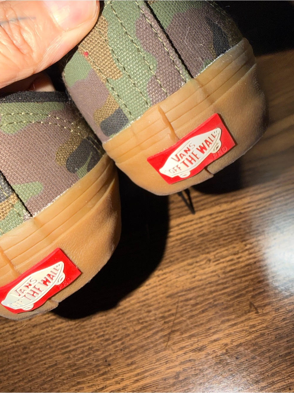 Vans Kids Camo Slip-On Sneakers in Green with Gum Sole